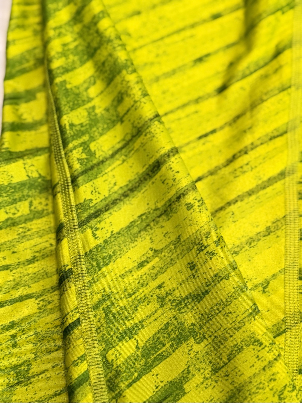 Under Armour Neon Yellow/Green Striped Athletic Compression Capri Leggings - Picture 3 of 6